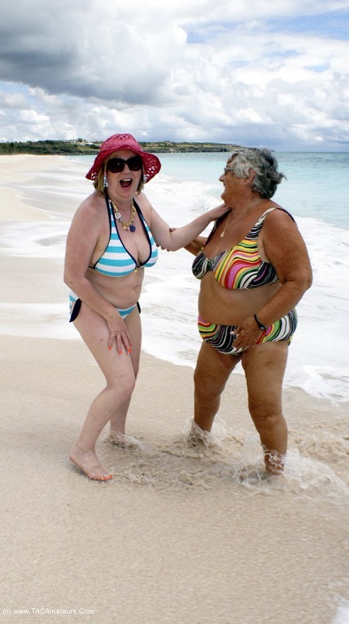 510px x 910px - Hot Granny In Rainbow Colored Bikini Pose Her Fat Body On The Beach With  Another Mature Hottie In Blue And White Stripe Bikini Before They Pull Down  Their Bras And Expose Their