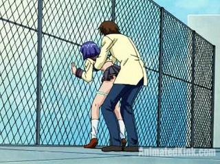 blue haired hentai school