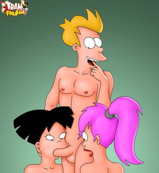 sucia futurama dibujos animados 2 hombres 1 mujer