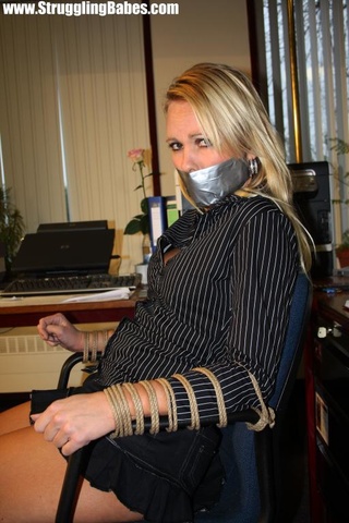 gagtaped blonde secretary bond