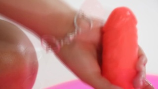 brunette teen undresses jumps