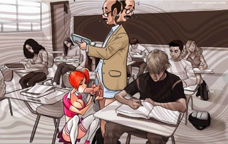 pervert professor enjoys cock