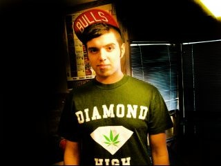 brunette xander perform close