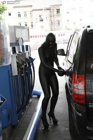 black ping zentai wearing