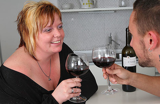 glass wine lubed bbw