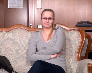 blonde chick ponytail glasses