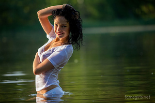 pretty chick takes dip