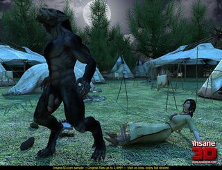 big black werewolf shoves