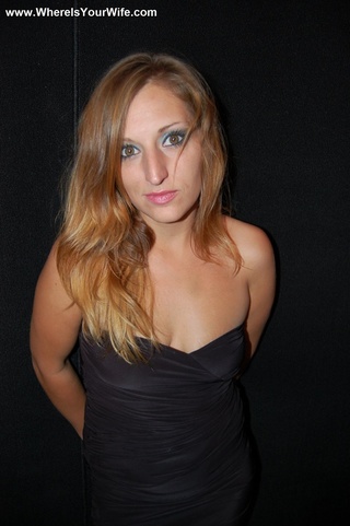 blonde milf black dress