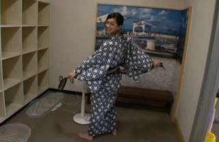 ponytailed doll kimono posing