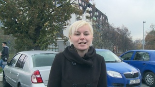 blonde chick wearing black