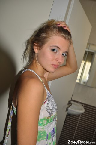 lovely hottie sits toilet