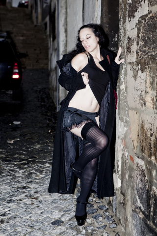 excitingly slender brunette giving