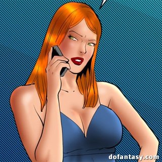 ponytailed cartoon redhead cuffs