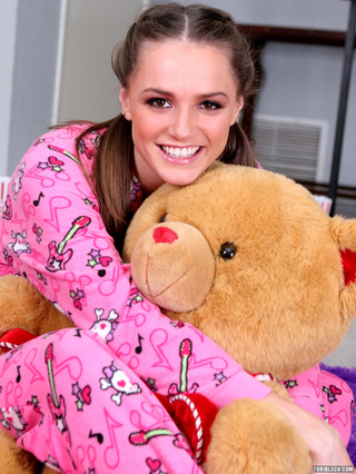 sweet brunette pink pajamas