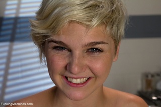 short haired blondie gagged