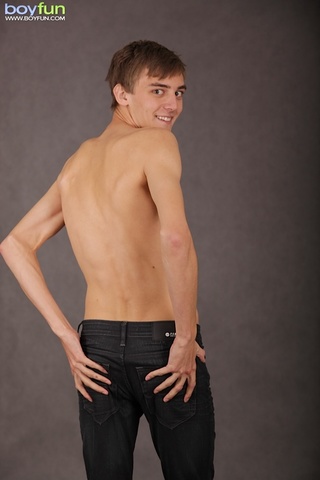 skinny boy plays body