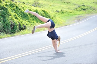 blonde girl road boobs