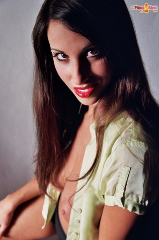 sexy shy brunette peeks