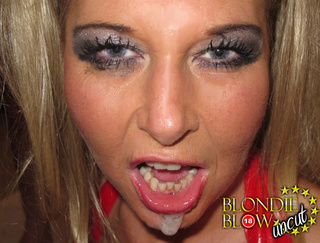 blonde babe takes cum