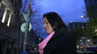 brunette black coat pink