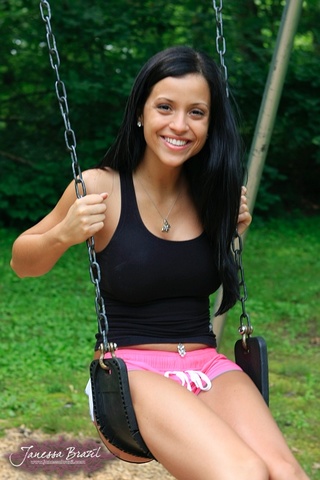 luscious nena sits swing