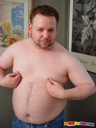 chubby white guy takes