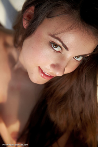 sexy smiling brunette spreads