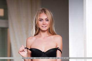 stunning blonde babe takes