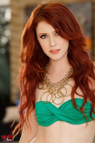 lovely redhead green bikini