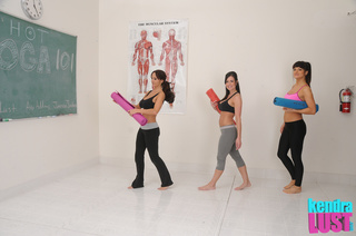 seductive brunettes exercises gym