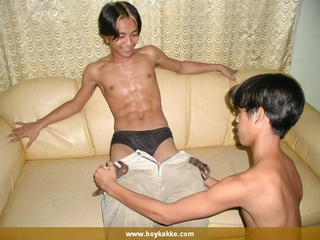 asian dudes pose topless