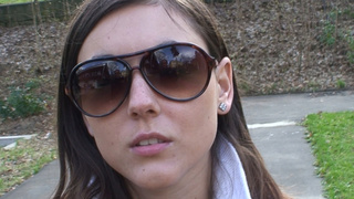 dark-haired amateur beauty swallowing