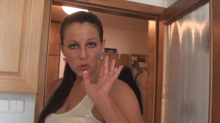 busty brunette dress swallowing