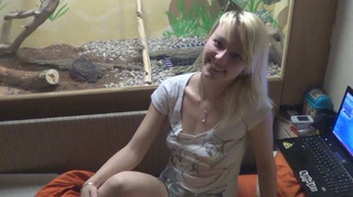 blonde with piercings swallowing
