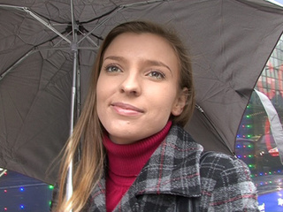 fair-haired chick umbrella takes