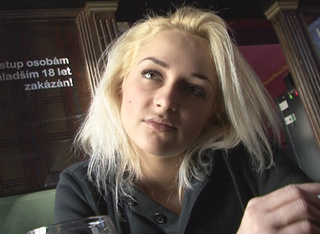 blonde slut takes money