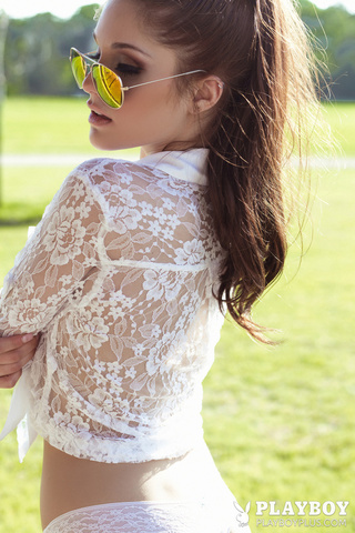 foxy brunette white mesh