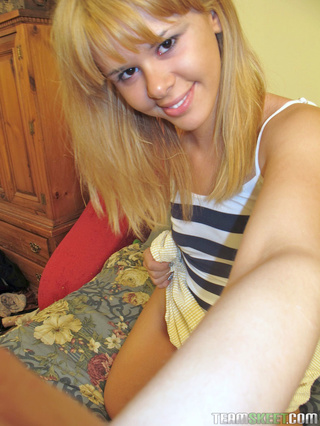 girly blonde plays cock
