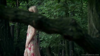 hot blonde forest caressing