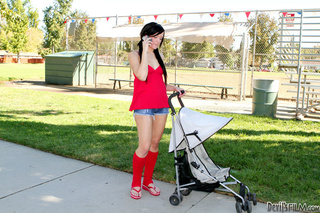 pigtailed teen red top