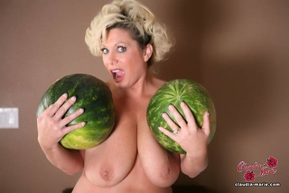 oiled-up blonde shows hairless