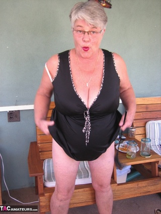 seductive elderly platinum blonde