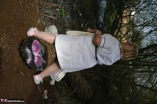 blonde granny displays size
