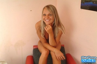 busty blonde jeans miniskirt