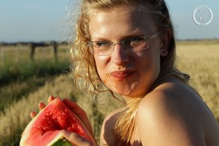 blonde babe glasses teases
