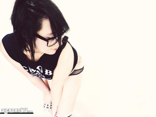nerdy chick takes thong