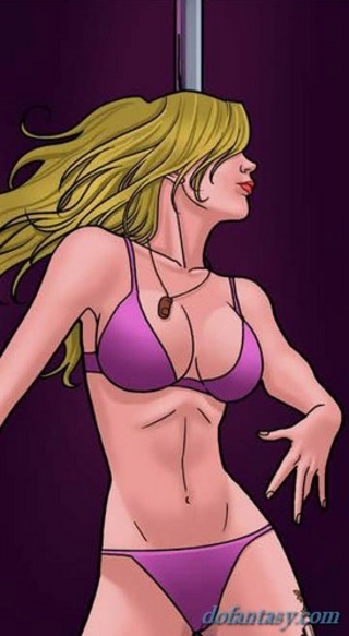 lila lencería striper showing