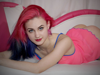 blancas jovencita rosa cabello