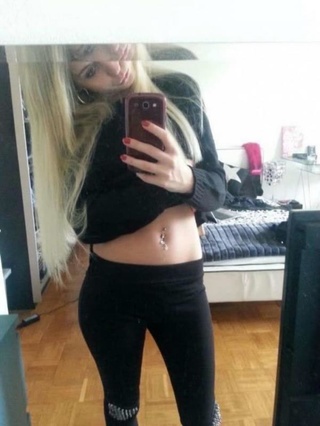 blonde tight black pants